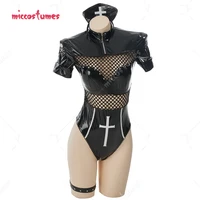 gothic sexy lingerie set nurse uniform skull pattern mesh hollow bodysuit costume outfit with gloves and hat