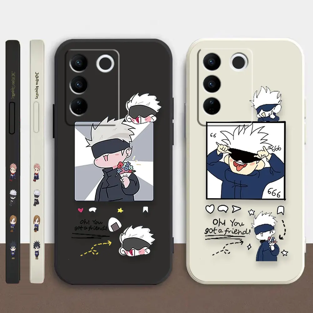 

Case For VIVO S5 S6 S7 S9 S10 S15 S16 S16E T1 V15 V20 V23 PRO 5G Simple Liquid Silicone Case Cute Gojo Jujutsu Kaisen Satoru