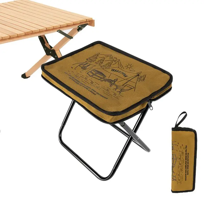 

Portable Folding Stool Heavy-Duty Folding Stool With Carry Bag Lightweight Camping Stool 264 Lbs Capacity For Hiking Traveling