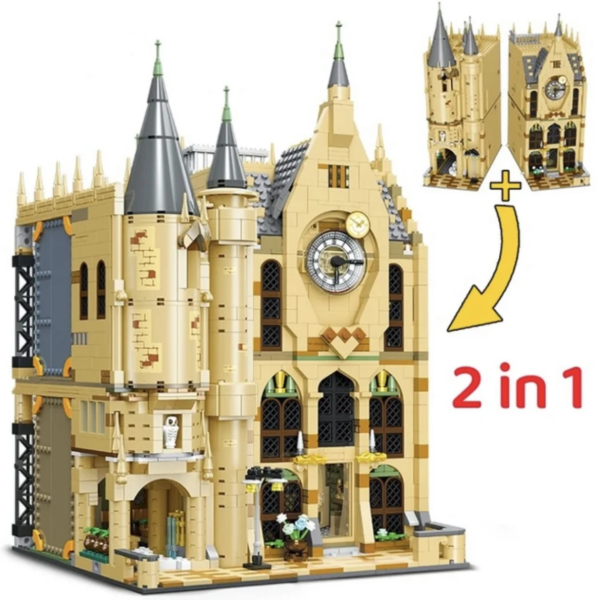 

Creative Magic Movie Castle Bell Clock Tower Building Blocks Medieval Architecture Brick Toy For Children Birthday Gift