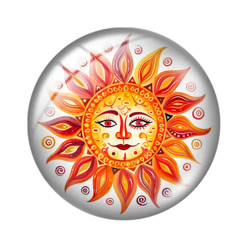 Фото Стеклянные кабошоны Mandala Sun 12/18/20/25 мм для браслетов, подвесок, колец, демонстрационных серег, фурнитура для изготовления украшений №3