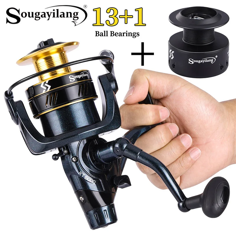 

Sougayilang Spinning Reel 2000-6000 Series Fishing Wheel 13+1BB 5.0:1/4.7:1 Fishing Wheel Carp Saltwater Fishing Tackle Pesca