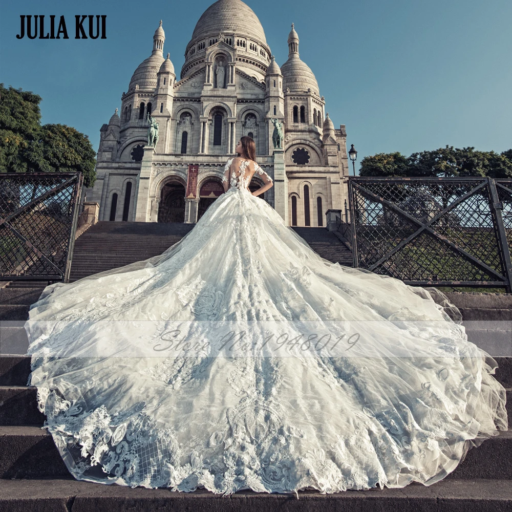 JULIA KUI Кружевное бальное платье с аппликацией