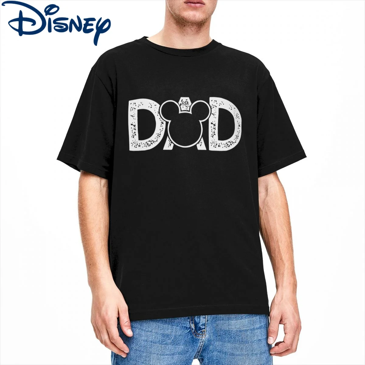 

Funny Disney Mickey Mouse Dad T-Shirt for Men Round Neck 100% Cotton T Shirts Cartoon Short Sleeve Tees Graphic Clothing Disney