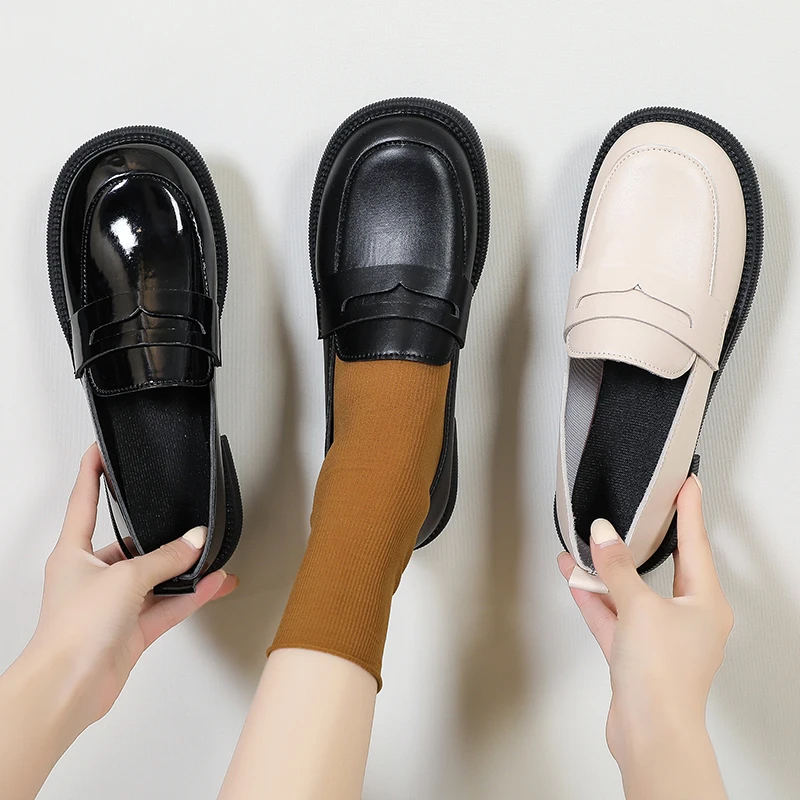 

Casual Woman Shoe Slip-on All-Match Soft Shallow Mouth British Style Female Footwear Oxfords Round Toe Slip On Summer Preppy Dre