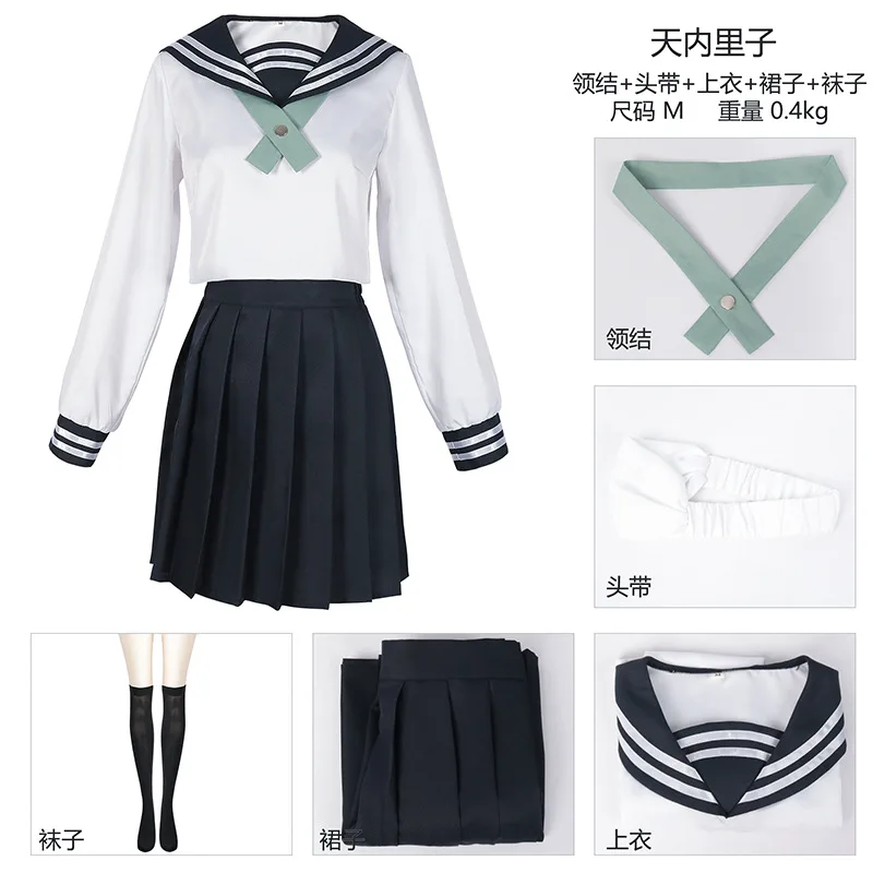 Anime Amanai Riko Cosplay Costume JK Halloween For Woman Men Clothes School Uniform Skirt Top+skirt+tie+headband+socks Prop