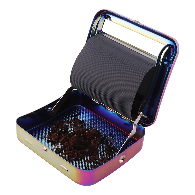 

70mm Rainbow Rolling Machine Tobacco Roller Cigarette Case Metal Manual Tobacco Roller Weed Rolling Machine For Smoking