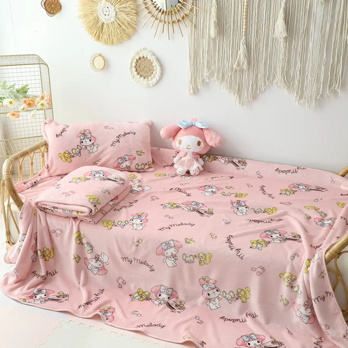 

Симпатичное плюшевое одеяло с аниме Sanrio My Melody, диван, удобное теплое фланелевое одеяло, покрывало на кровать, украшение для комнаты, высокое качество