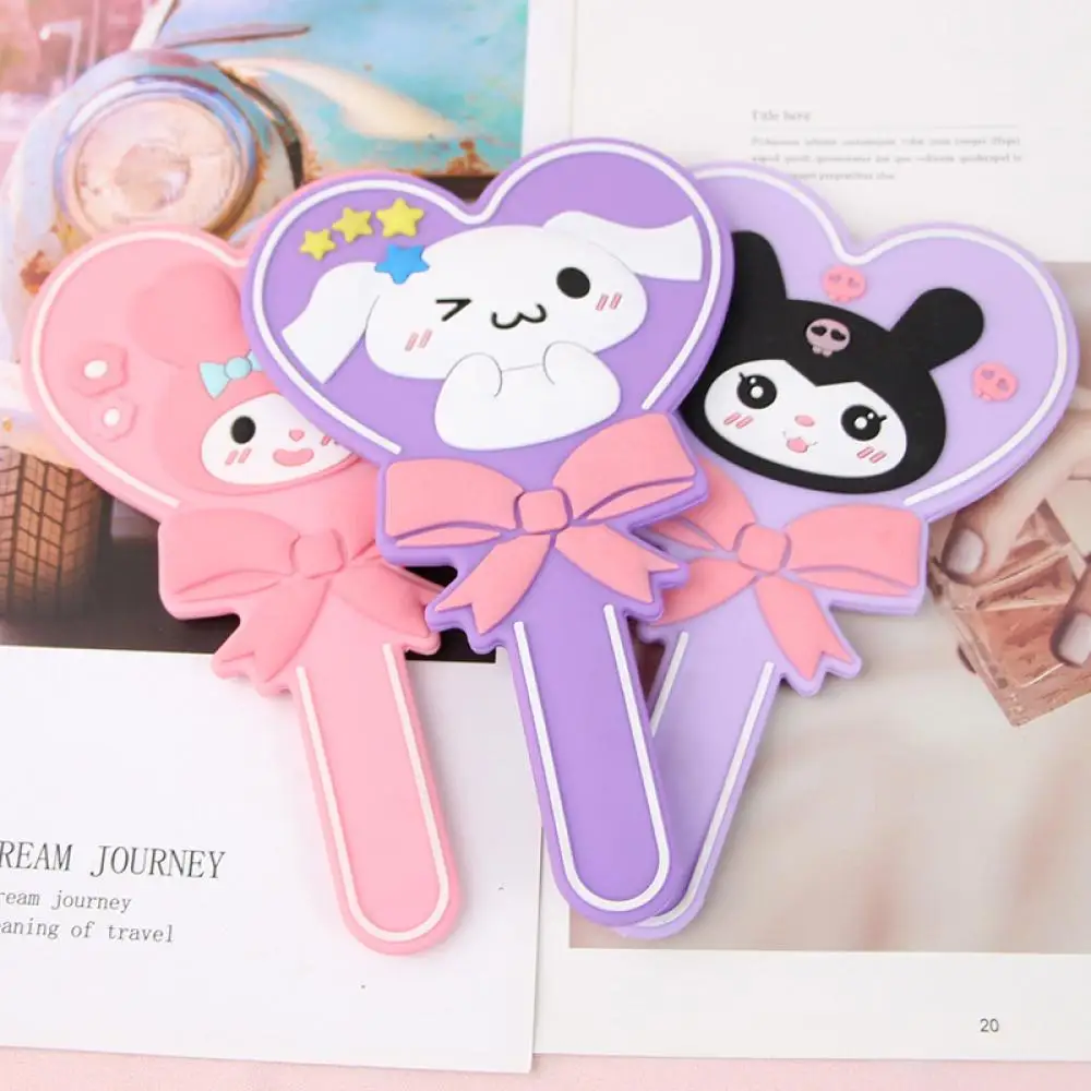 

Japanese New Cute Cartoon Sanrio Kuromi Cinnamoroll Creative Cute Hand-Held Girl Small Mirror Portable Makeup Mirror Gift Toy