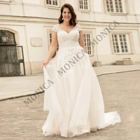 monica plus size wedding dresss chiffon pleated applique summer elegant party dress new bridal dress robe de mari%c3%a9e
