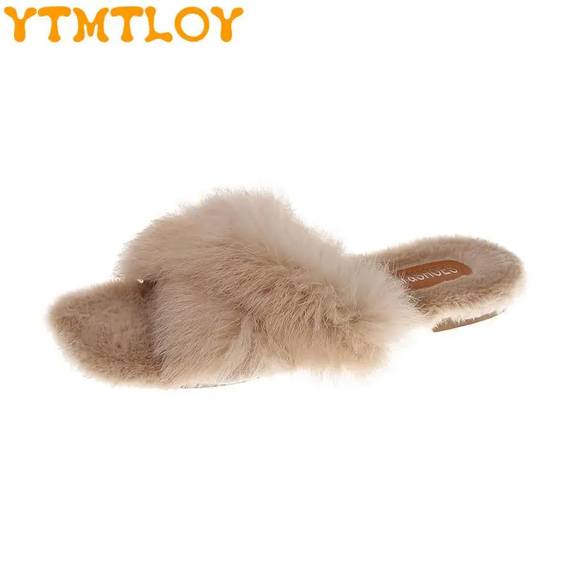 

Wool Slippers Women's Outer Wear 2021 Spring And Autumn New Ins Tide Shoes Home Rabbit Hair Cotton Slippers Wool Slippers