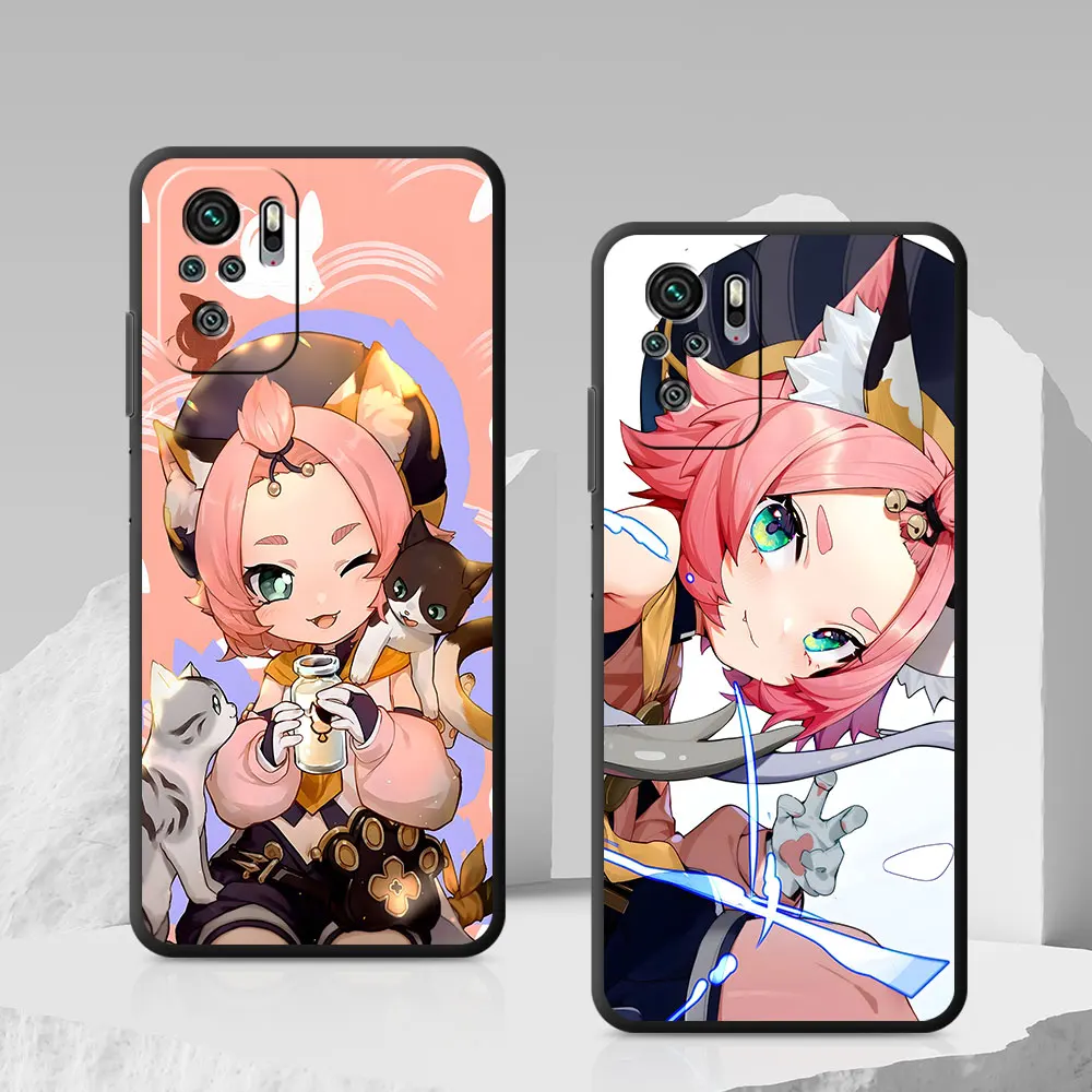 Фото Защитный чехол для Xiaomi Redmi 15C 8 A5 12 6 7A 9C 12C 8A 6A 9 9A 9T 10 10A 10C 10X Genshin Impact Diona, черный чехол из ТПУ для телефона №1