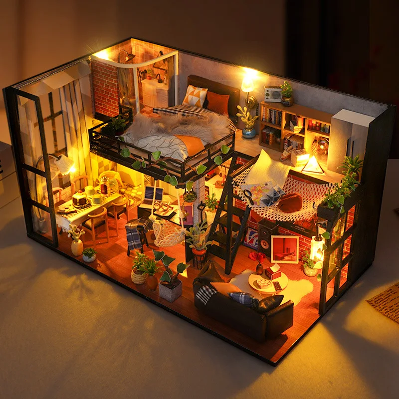 

3D Puzzle DIY Miniature Modern Architecture House Model Handmade Villa Doll House Desktop Decoration Toys For Girls Xmas Gifts