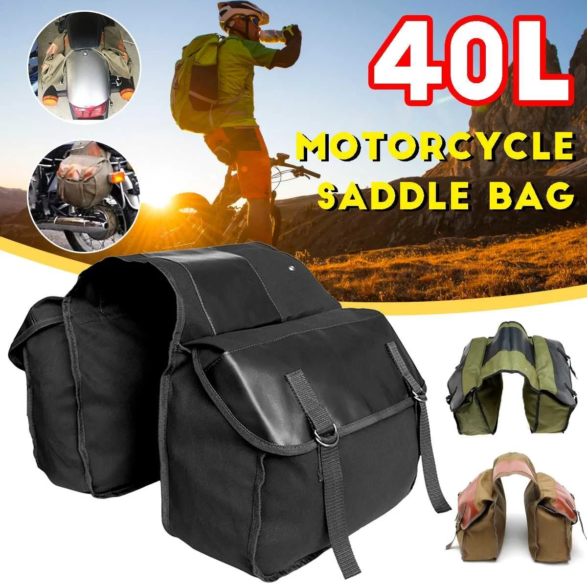 

Motorcycle Saddlebag Luggage Bags Waterproof Canvas Stroage Bag Bicycle Cycling Tail Rear Storage Tool Pouch