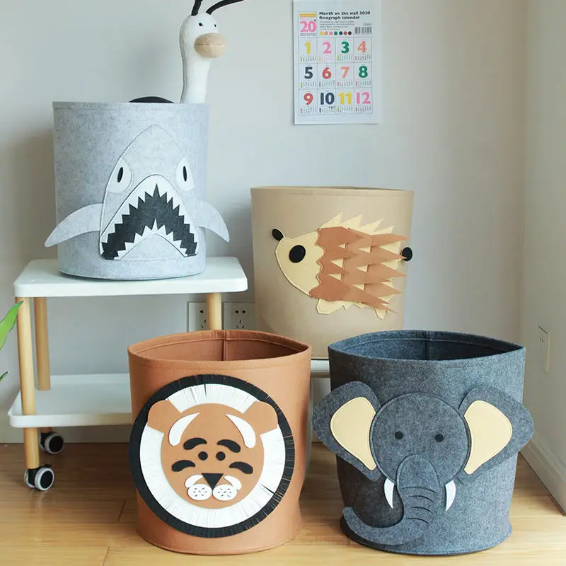 

Felt Animal Tiger Storage Bag For Kids Toys Clothes Lion Elephant Thick Felt Storage Bag Handmade Storage Big Size Room Decor