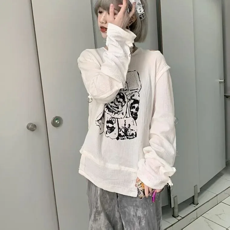 Женская длинная рубашка с открытыми плечами Повседневная белая блузка в стиле