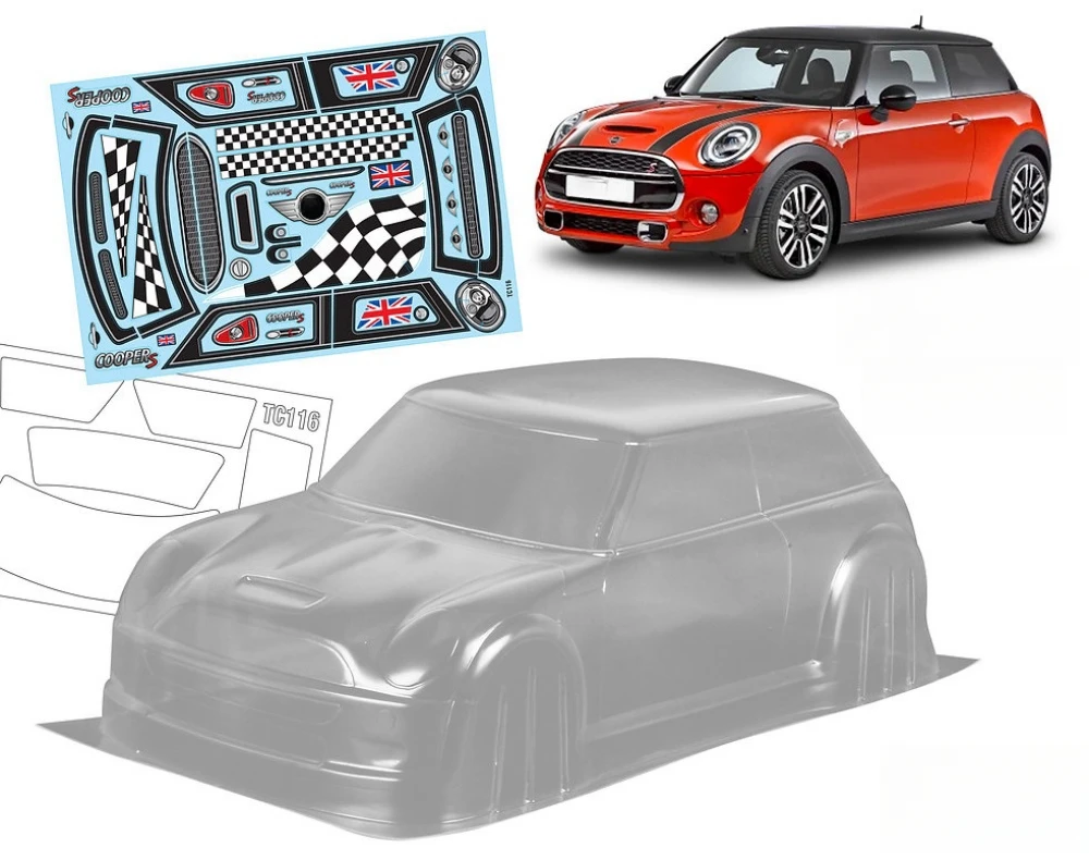 Масштаб 1/10 Mini CooperS Lexan Body Sets для RC Drift Chassis 255-260mm Wheelbase Tamiya TT01 TT02 Kyosho fazer mk2 Yokomo hsp