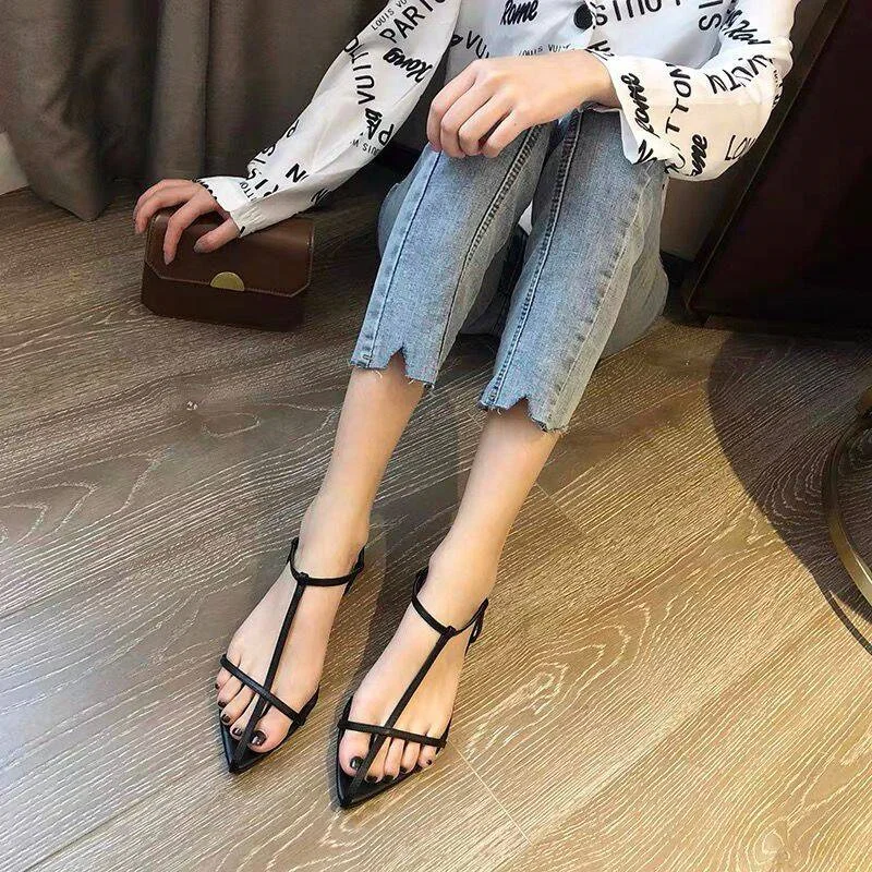 Сандалии Romanas De Suela Plana Para Mujer Zapatos Пунта Estrecha Calzado Informal Playa новые Verano 2024