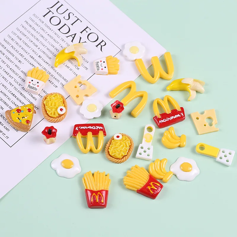 

20pcs Funny Cartoon Mixed Food Hamburger Fries Banana Pizza Flatback Resin DIY Scrapbook Arts Home Decor Accessories