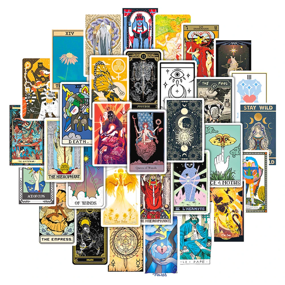 

10/30/50pcs Magic Tarot Card Fate Divination Stickers For Phone Luggage Laptop Refrigerator Motorcycle Kid Classic Toy Sticker