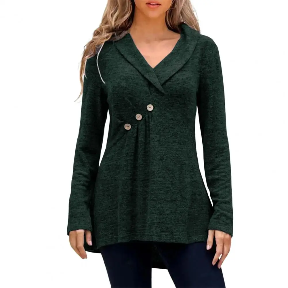 Осенняя женская блузка с отложным воротником пуловер длинным рукавом и