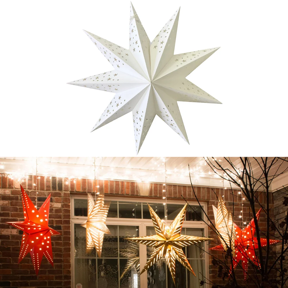 

Paper Star Lantern Shade Light Hanging Lamp Lampshade Christmas Lanterns Origami Out Hollow Large Decorations Red Spring Whtie