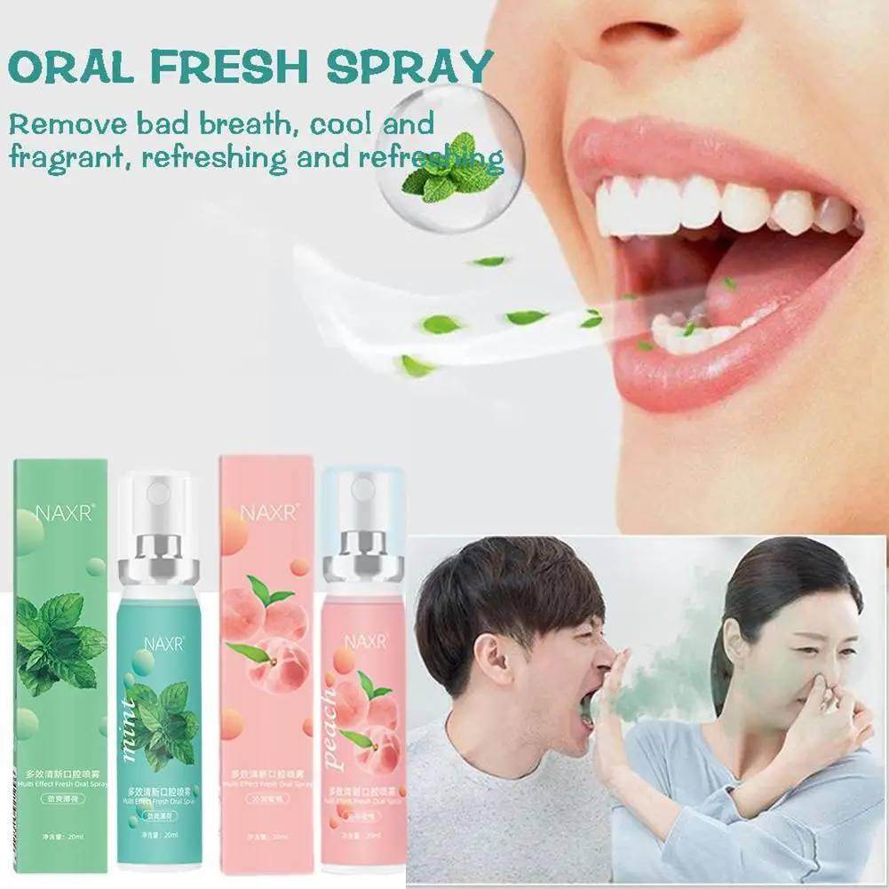 

Fruity Breath Peach Mint Breath Freshener Spray Halitosis Treatment Liquid Care Mouth Freshener Refreshing Spray 20ml Odor I1H2