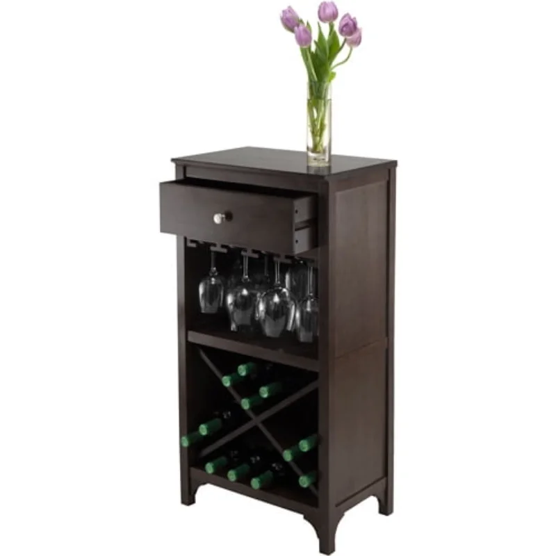 Winsome Wood Ancona Modular Wine Cabinet, X-Shelf, Espresso Finish