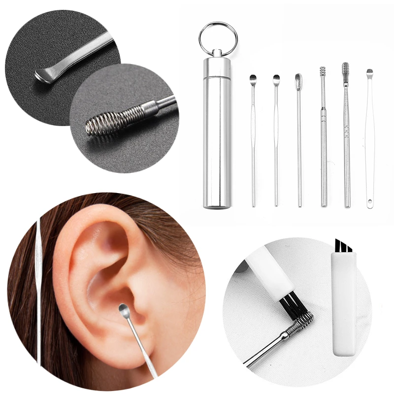 

7/8pcs Ear Wax Cleaner Removal Tool Earpick Sticks Earwax Remover Sulfur Ears Cleaning Kit Curette Ear Pick Ear Wax Cleaning Kit
