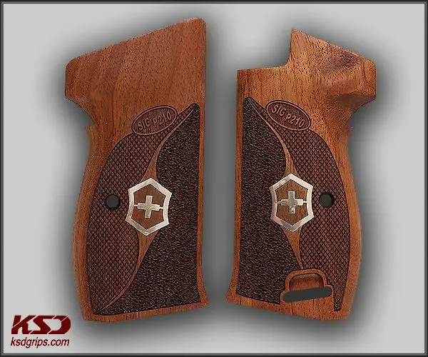 

Ksd SIG P210 P210-5 Sport / P210-6 Sport Model Compatible Walnut Grip (with magazine release on top, with lanyard ring)