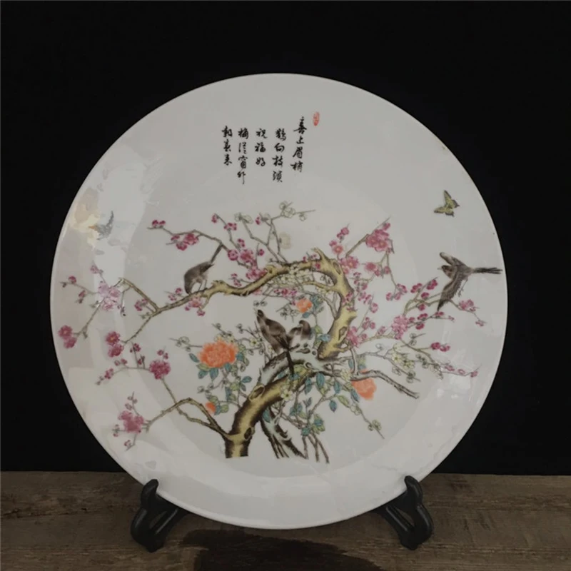 

Magpie On Plum Blossom Chinese Art Ceramic Plate Means Happy Style Plates Decorative Wall Hanging Dishes Home Studio Decoration