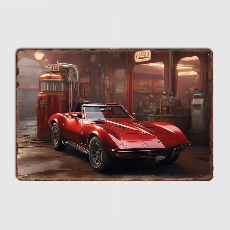 Металлическая табличка карамельного яблока 1969 Chevrolet Corvette Постер для гостиной