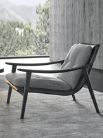 italian very simple pure solid wood single sofa chair designer armchair villa living room fabric leisure chair