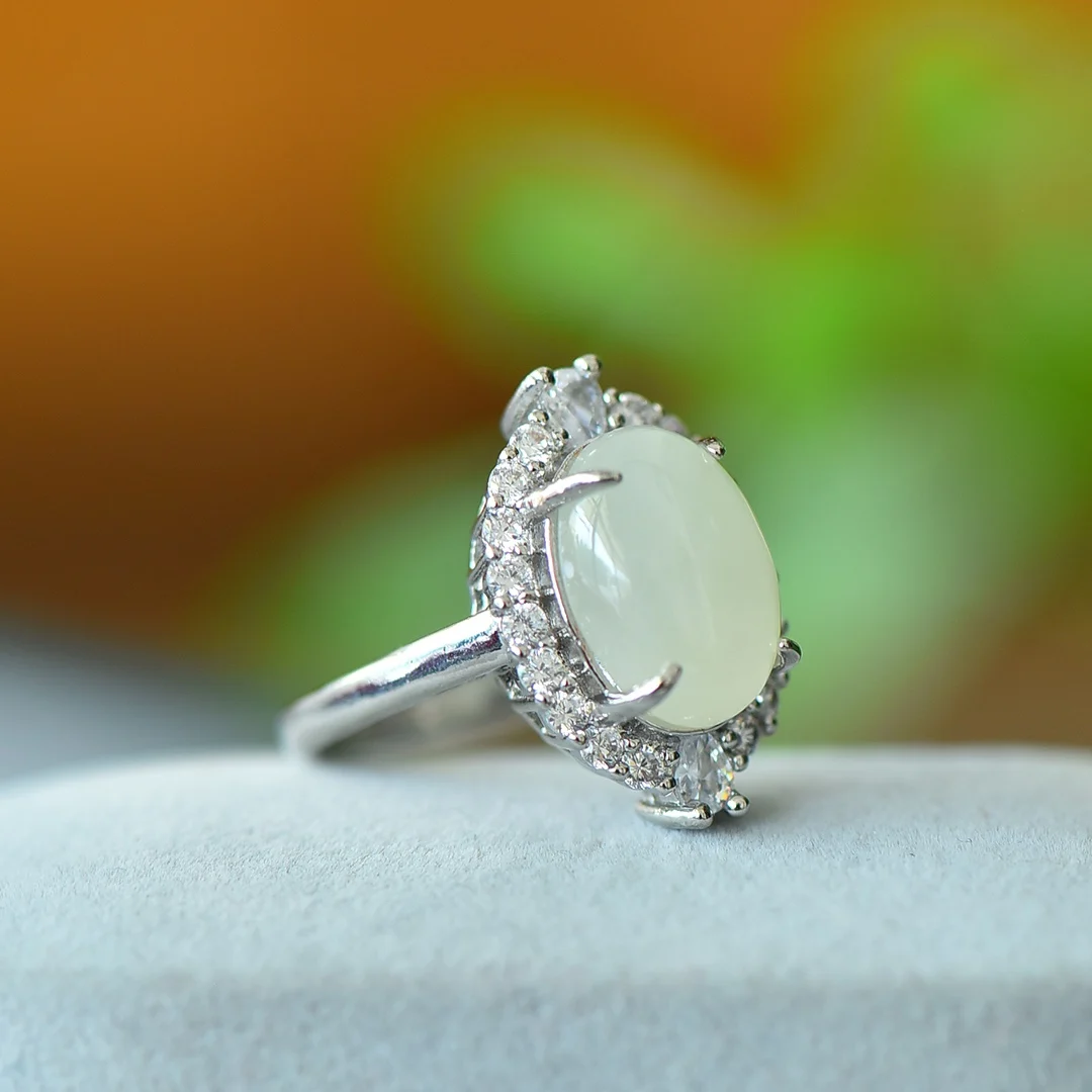 Натуральный нефрит белый кольцо модные серьги подвески оптовая продажа 02