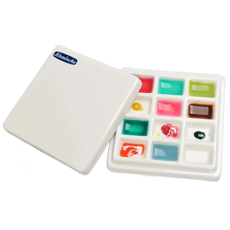 

Watercolor palette 12/20 grid ceramic palette with lid multifunctional art paint box easy to clean painting art supplies