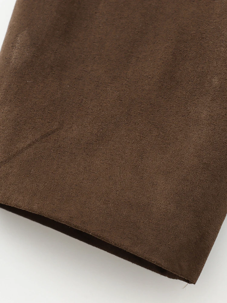 Куртка KAOPU ZA Женская замшевая винтажная верхняя одежда с лацканами и длинным