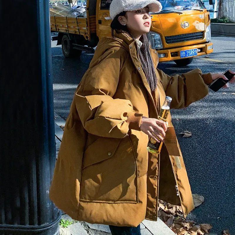 New Winter Womens Cold Coat Parkas Super Hot Hooded Padded Jacket Big Pocket Korean Fashion Loose Cheap Wholesale Snow Outercoat