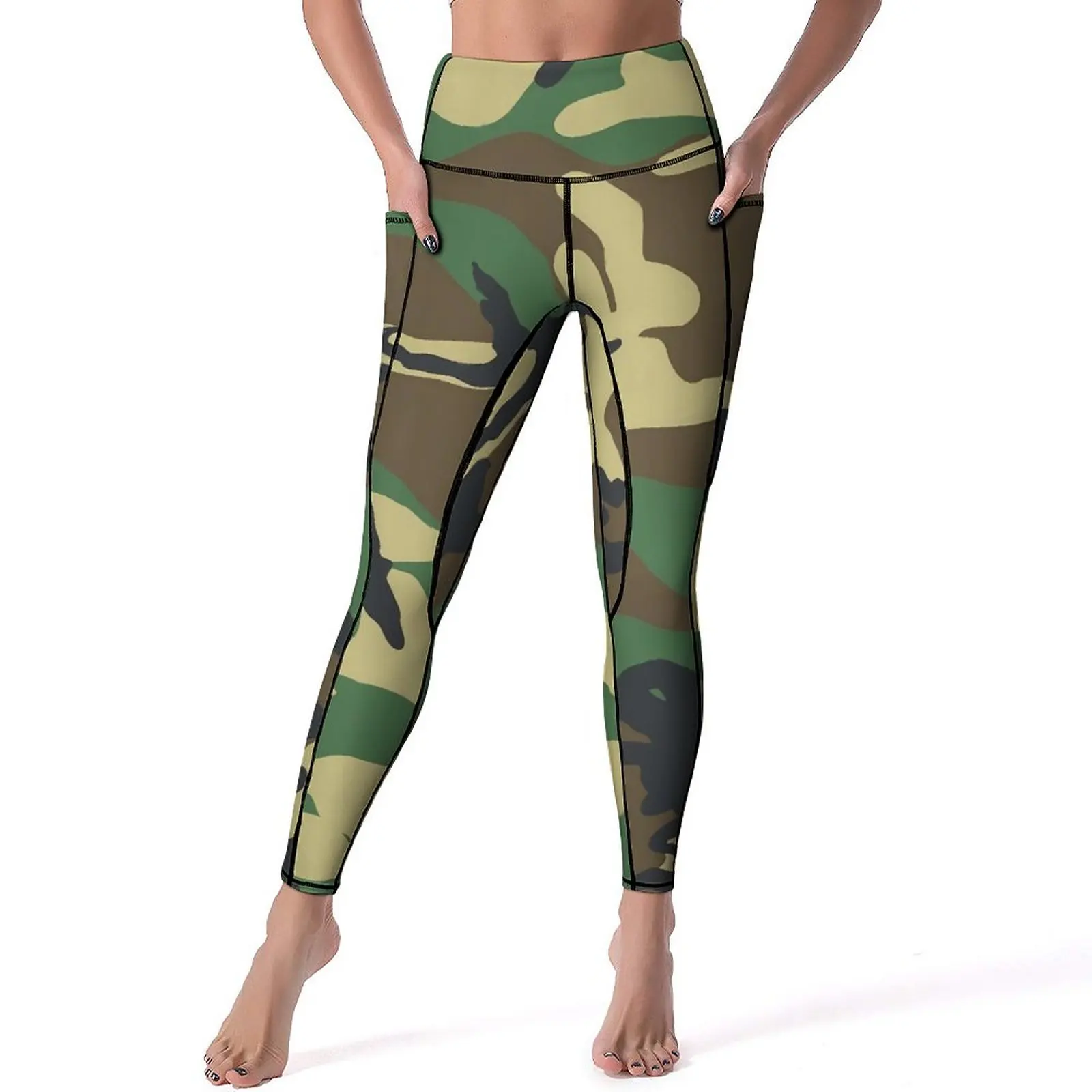 

Woodland Camo Yoga Pants Sexy Green Camouflage Graphic Leggings Push Up Gym Leggins Lady Cute Stretch Sports Tights