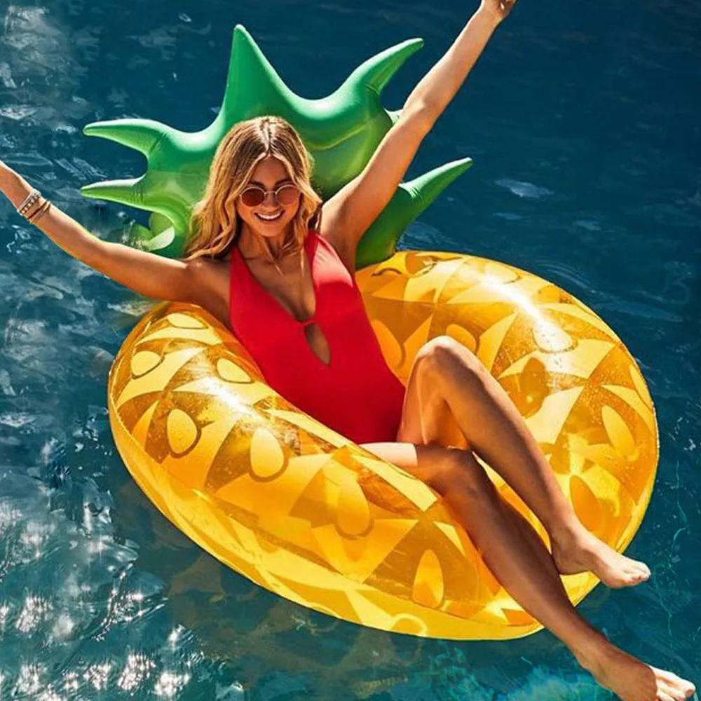 

120cm Giant Pineapple Inflatable Swimming Ring For Adult Kids Summer Party Pool Float Water Tube Toys Lounger Boia Piscina