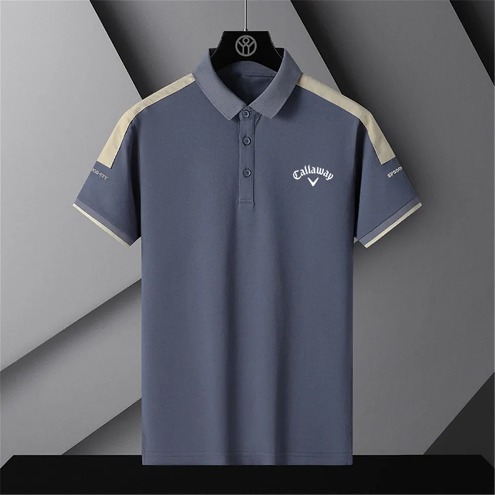 2023 New Men's Golf T-shirt Men's Golf Clothing Fashion Korean Version Slim Pin Neck Neck Half Sleeve T-shirt