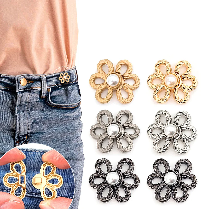 

5Pairs Removable Nail-free Tightening Waistband Closing Artifact Invisible Snap Button Waist Buckle Jeans Handmade DIY Sewing