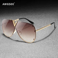 vintage oversized sunglasses women men fashion pilot brand designer sun glasses high quality metal frame summer style shades