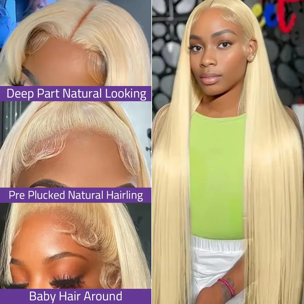 Блондинка Bone Straight 13x6 HD Парик из натуральных волос на кружеве 613 Медовый цвет