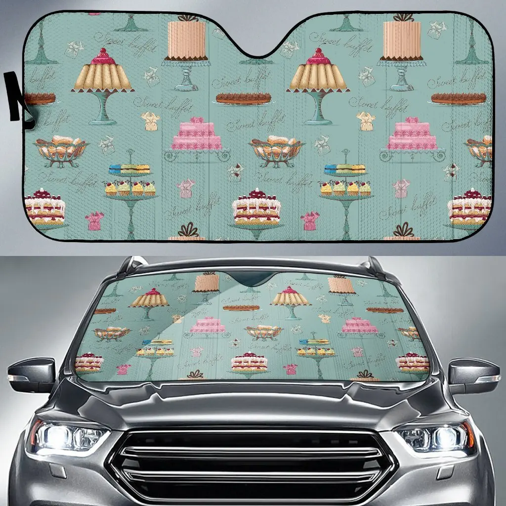 

Sweet Cake Pattern Print Auto Sun Shade Car Windshield Window Cover Sunshade