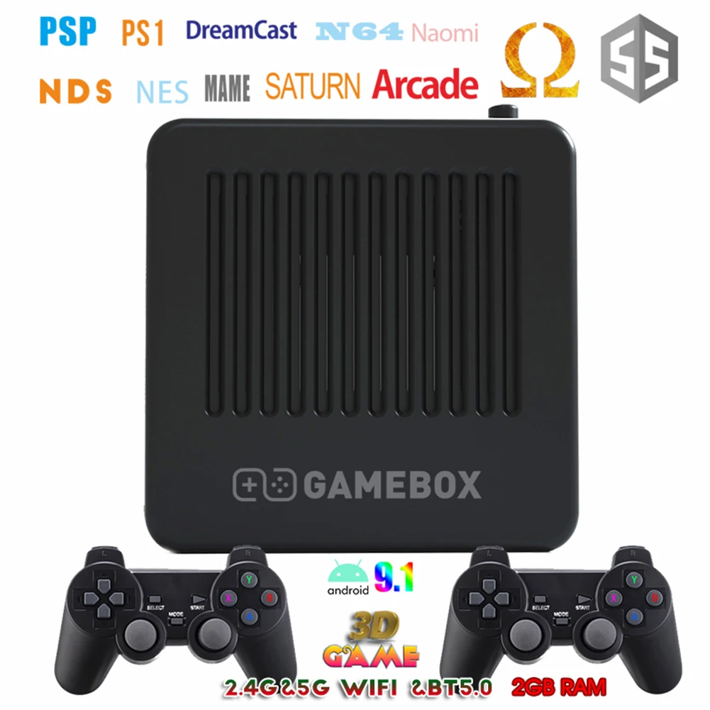 Game Box Android 9.0 Video tvbox Console Double Wireless Controller 4K HD Gamebox 256GB Retro 40000 Games Stick TV for PSP PS1