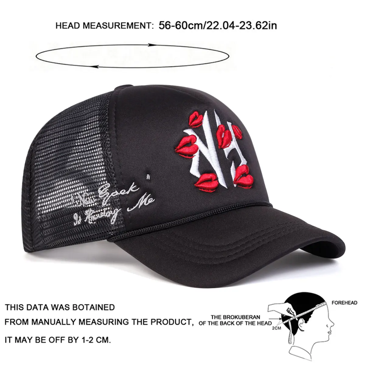 Бейсбольные сетчатые кепки унисекс с вышивкой букв и губ весенне-летние уличные