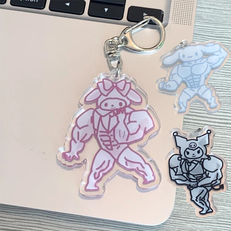 

Cartoon Fitness Man Melody Kuromi Jade Dog Bag Pendant Muscle Keychain