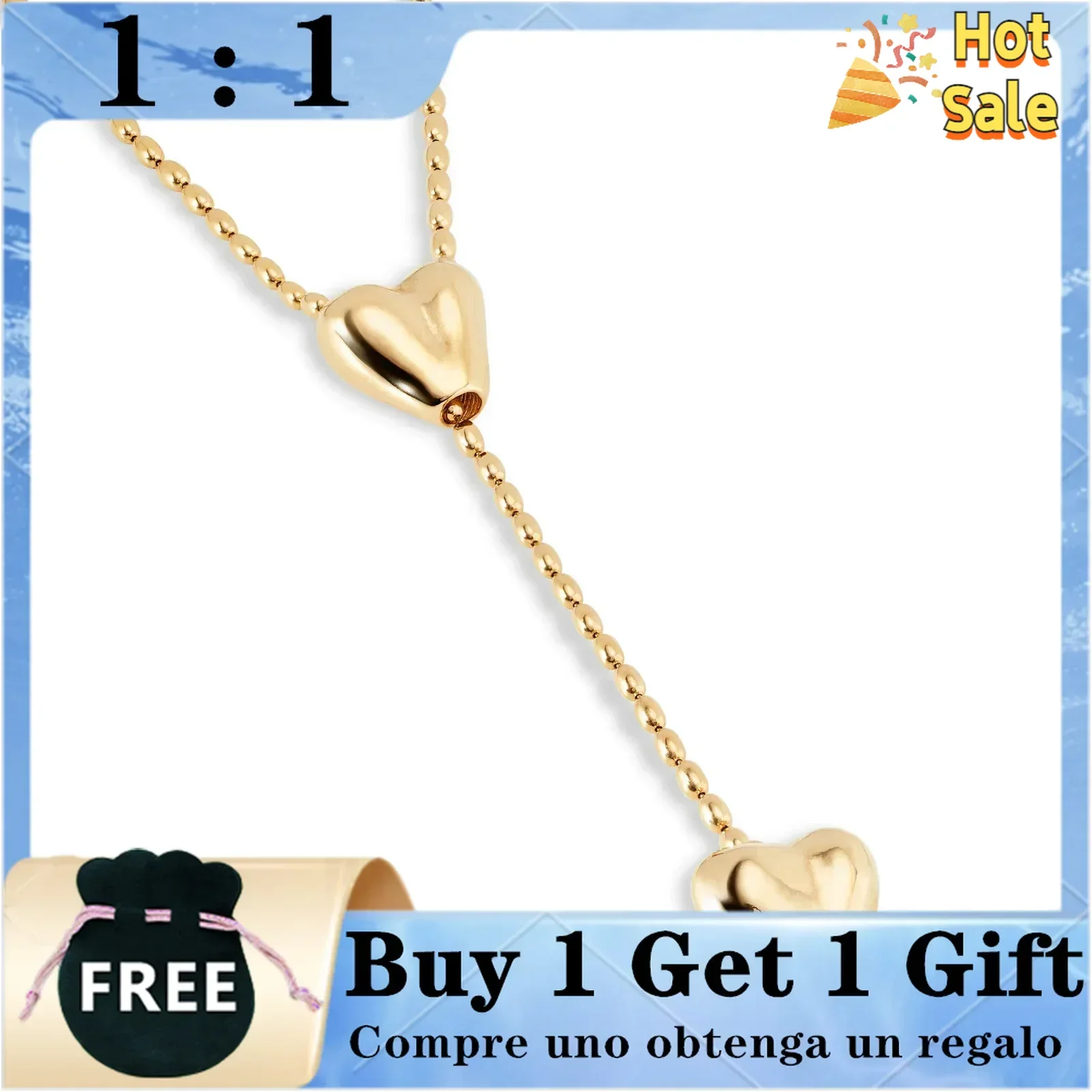 UNOde50-Two Colares de corar para Namorada Original Venda Quente Joalheria Dourada român