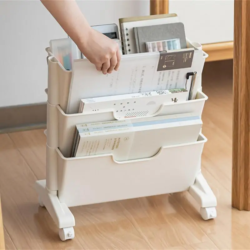 

Bookbag Storage Shelf Under The Desk Movable Bookcase Dormitory Sorting Trolley Bedside Toy Pockets Accessories