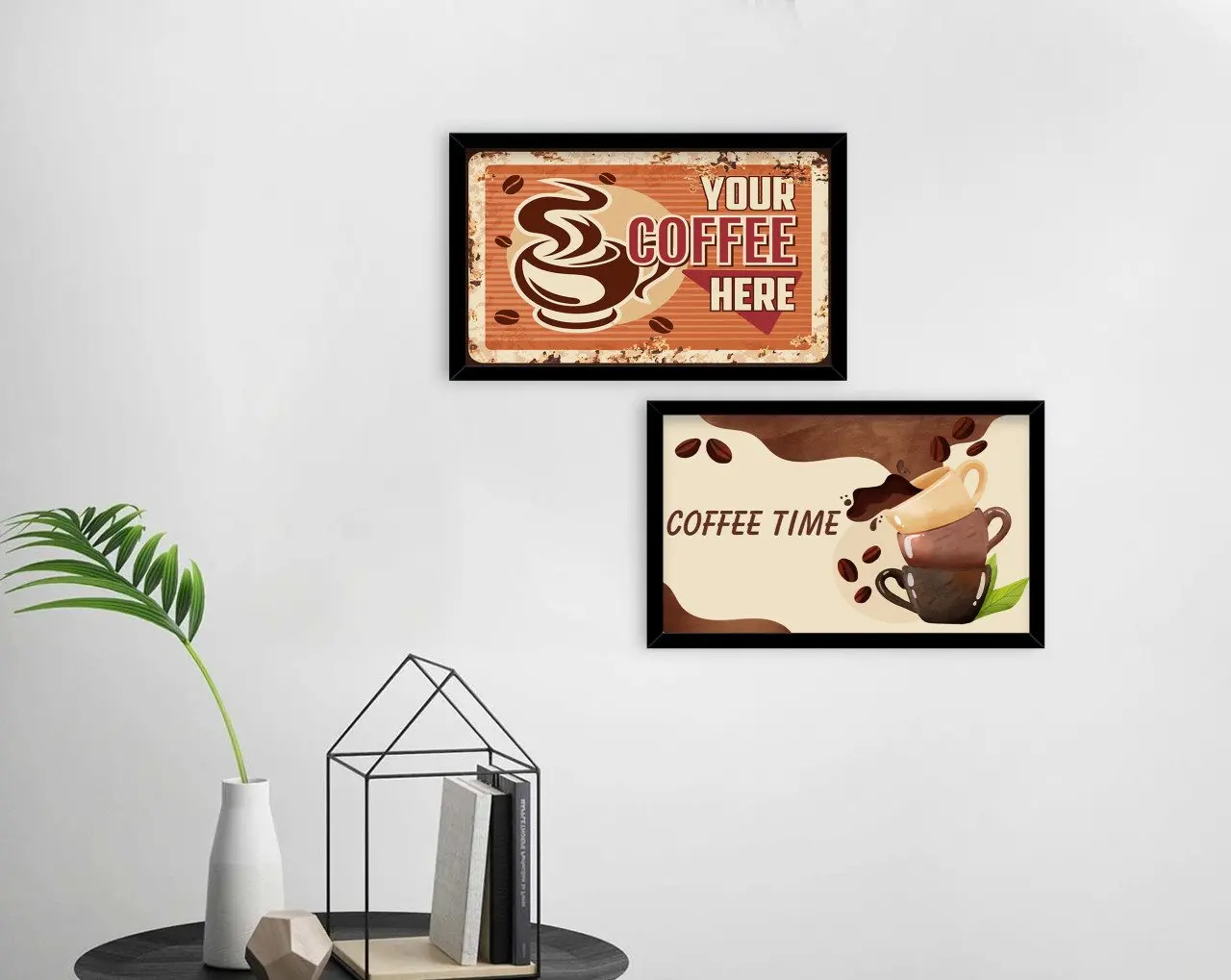 

BK Home Coffee Design Decorative 2'li Wood Black Framed Tablo-14